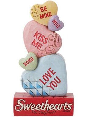 Handcrafted Stacked Message Hearts Figurine - 7" Stone Resin Valentine's Decor